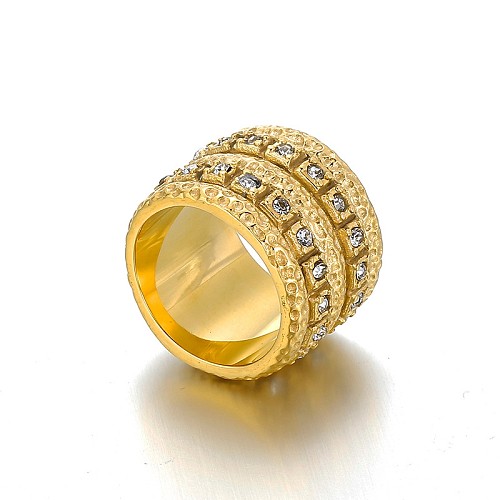 Atacado moda geométrica conflitante cor diamante anel largo jóias