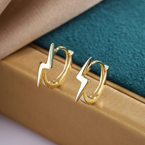 1 Pair Streetwear Lightning Plating Copper Hoop Earrings