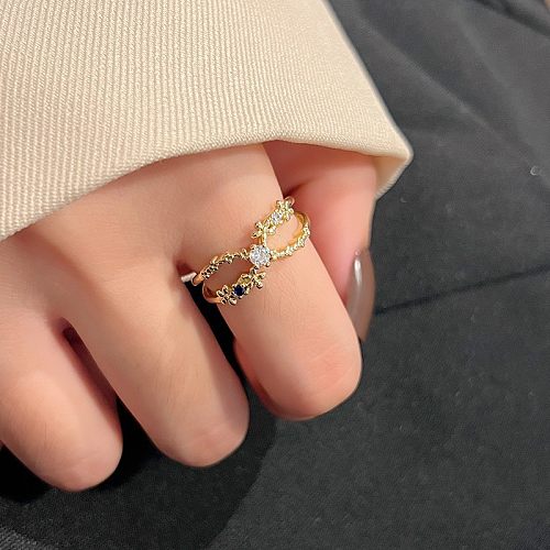 Casual Sweet Heart Shape Copper Plating Inlay Zircon Open Ring