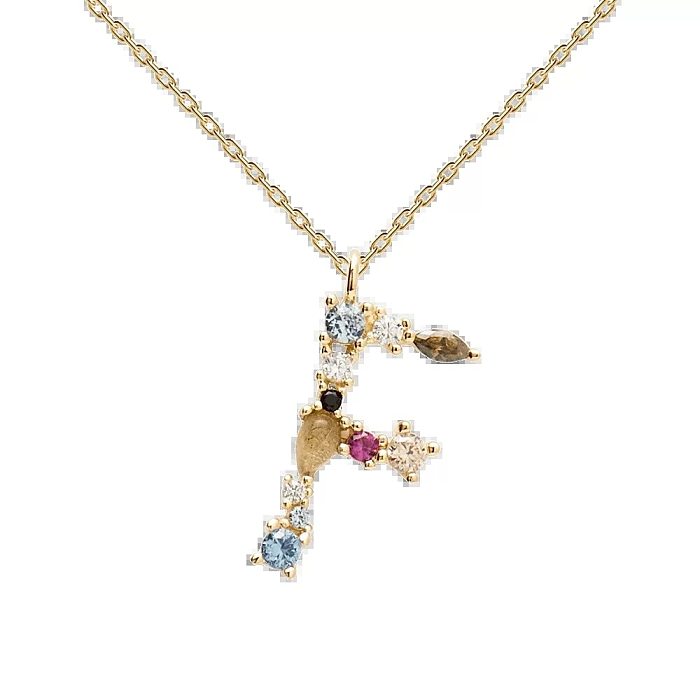 Classic Style Letter Copper Plating Inlay Artificial Gemstones Pendant Necklace