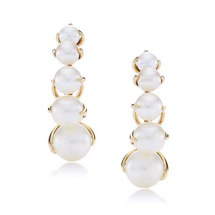1 Pair Simple Style Round Artificial Pearl Copper Patchwork Earrings