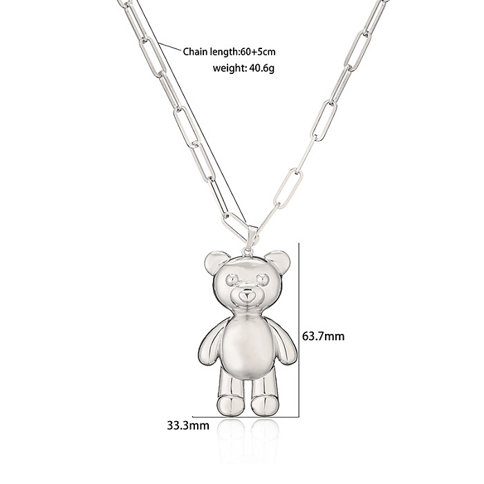 Le placage de cuivre mignon de petit ours évide le collier pendentif plaqué or 18 carats