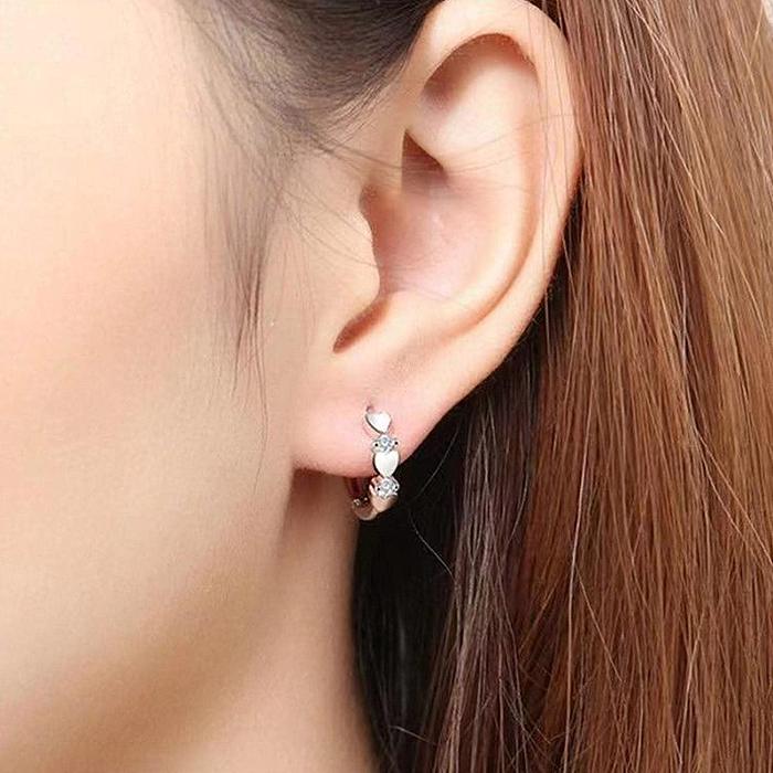 1 Pair Simple Style Commute Heart Shape Plating Inlay Copper Zircon Silver Plated Earrings