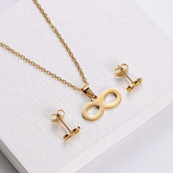 Simple Pig Nose Clavicle Chain Earrings Set Wholesale jewelry