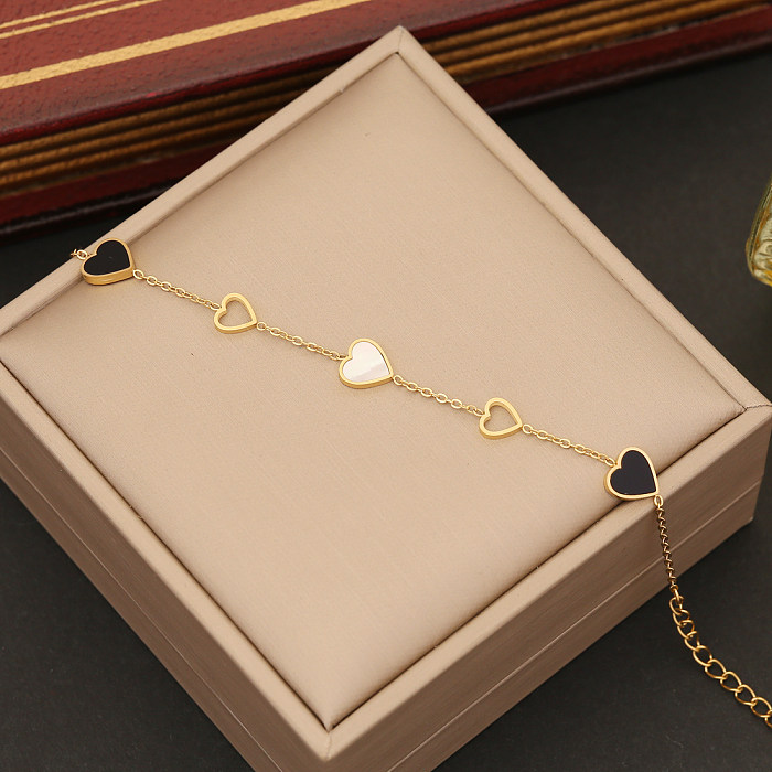Colar de brincos de pulseiras de chapeamento de aço inoxidável em formato de coração estilo simples