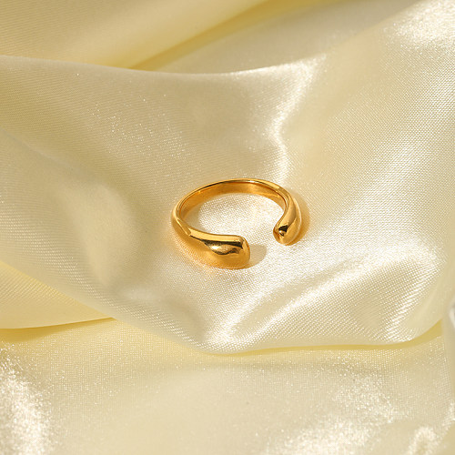 Atacado estilo vintage estilo simples cor sólida chapeamento de aço inoxidável anéis banhados a ouro 18K