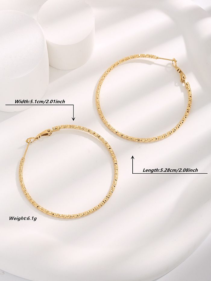 1 paire de boucles d'oreilles créoles en cuivre plaqué or, Style Simple et exagéré, cercle, couleur unie