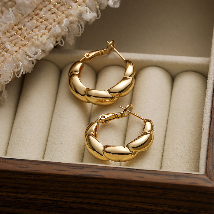 1 Paar schlichte Ohrringe mit geometrischer Beschichtung aus Kupfer mit 18-Karat-Vergoldung