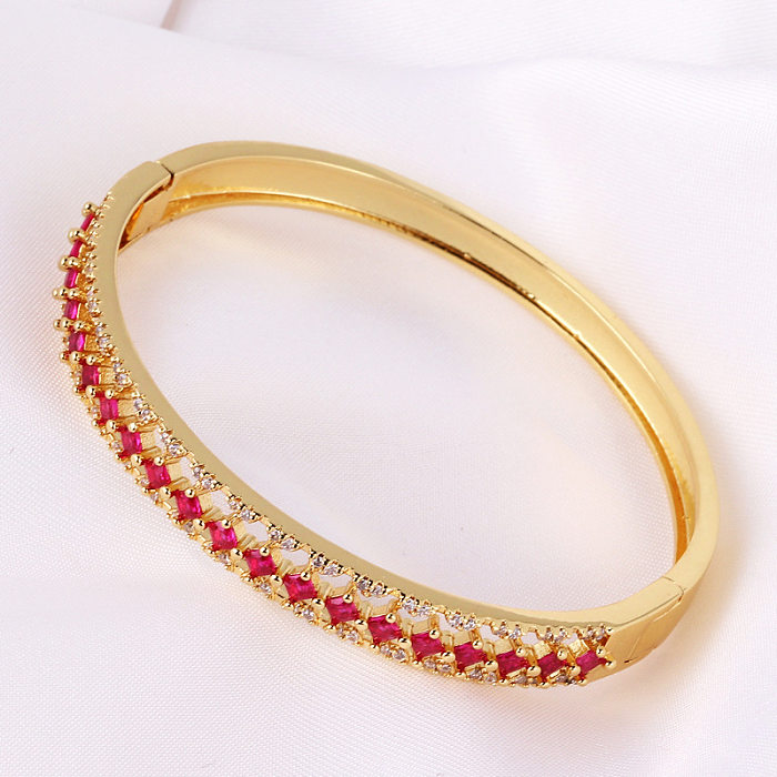 Vacation Round Copper Plating Inlay Zircon Gold Plated Bangle