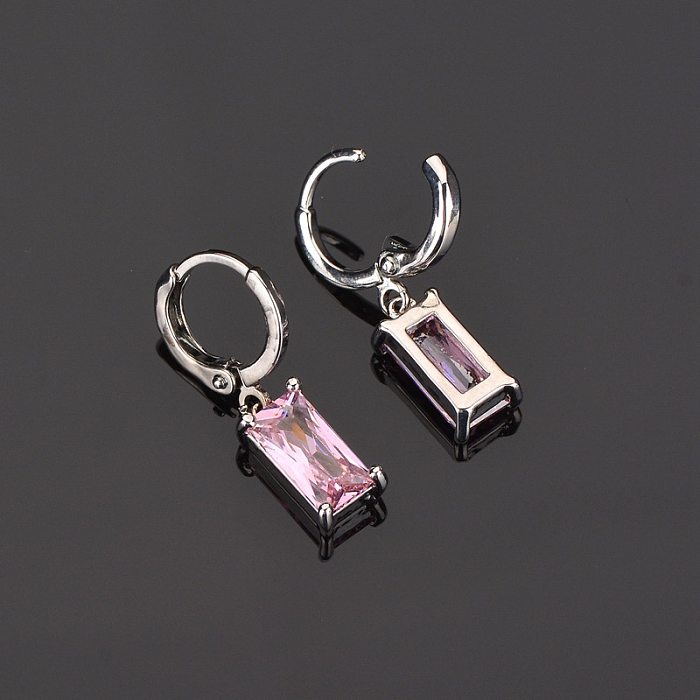 1 Pair Classic Style Square Plating Inlay Copper Zircon Gold Plated Earrings