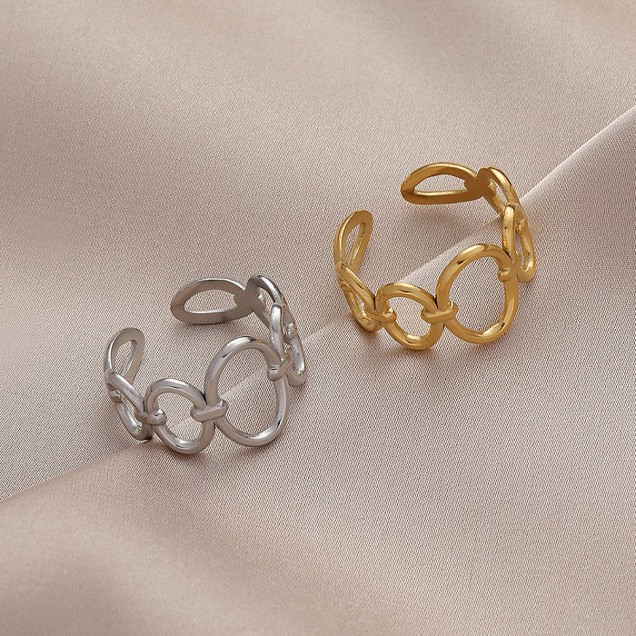 Anneaux ouverts en acier titane ovale de style simple, anneaux en cuivre