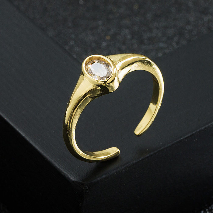 Fashion New Copper Plating 18K Gold Micro Inlaid Zircon Open Female Hollow Ring