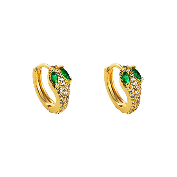 New Fashion Copper Micro-inlaid Zircon 18K Gold Plated Cobra-shaped Earrings Wholesale jewerly