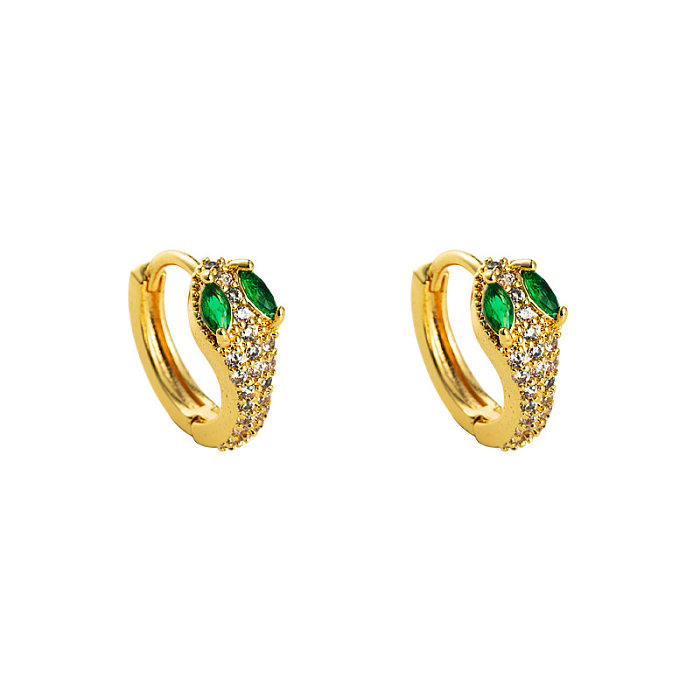 Neue Mode-Kupfer-Mikro-Intarsien-Zirkon-18-Karat-vergoldete kobraförmige Ohrringe im Großhandel