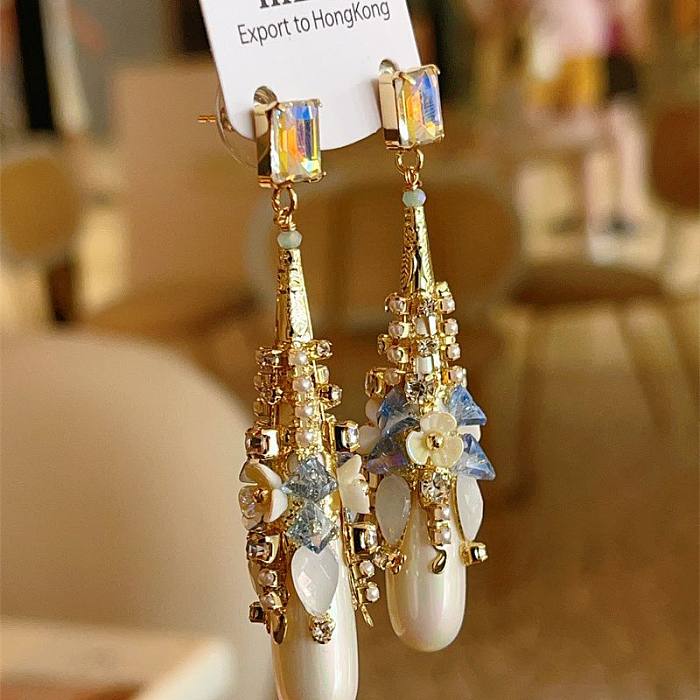 1 Pair Bohemian Water Droplets Copper Drop Earrings