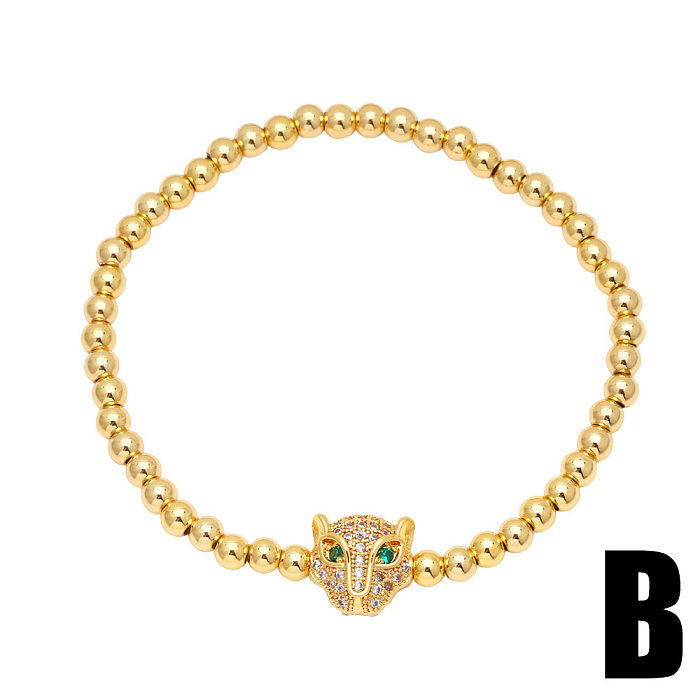 Hip-hop Retro Tide Leopard Head Bracelet Simple Crown Copper Bracelet Wholesale