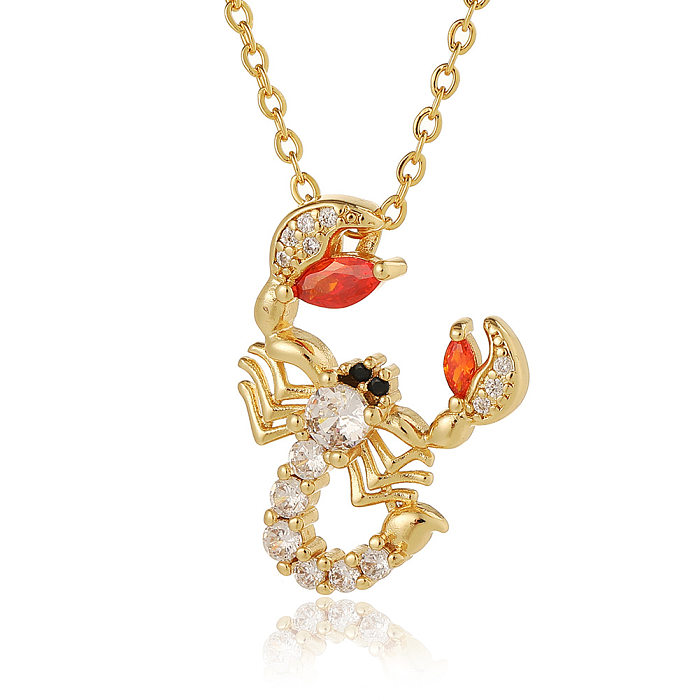 Collar con colgante chapado en oro con incrustaciones de cobre y forma de corazón de estilo Simple y Animal