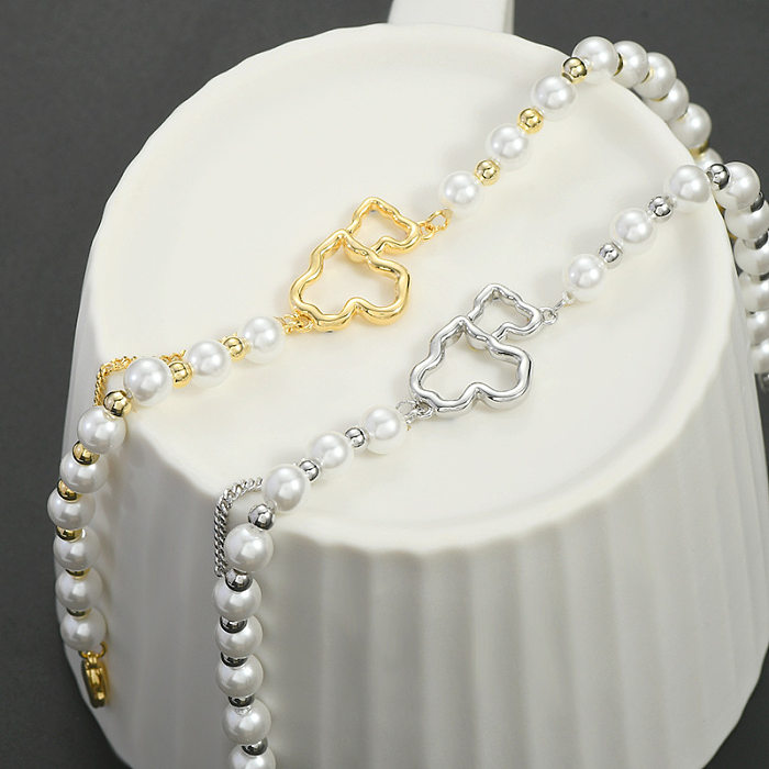 Bracelets en cuivre plaqué irrégulier en forme de cœur, 1 pièce, incrustation de Zircon
