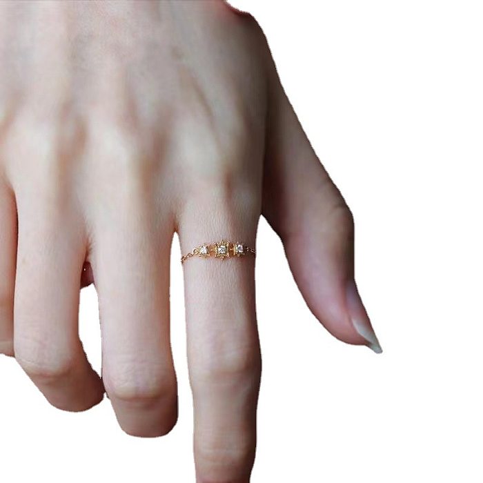 Anéis abertos de diamante artificial do embutimento básico do chapeamento de cobre do quadrado do personagem de banda desenhada