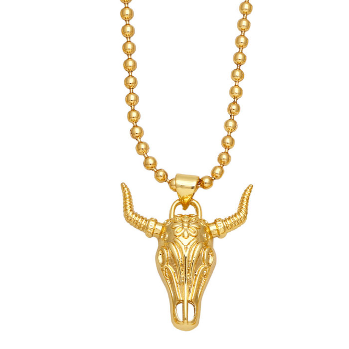 Retro Animal Elephant Copper Necklace Inlay Zircon Copper Necklaces