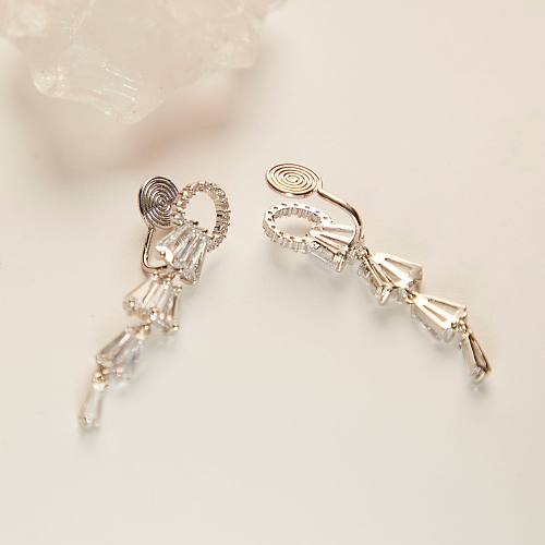 Boucles d'oreilles pendantes en cuivre, 1 paire, Style moderne, placage géométrique, incrustation de pierres précieuses artificielles