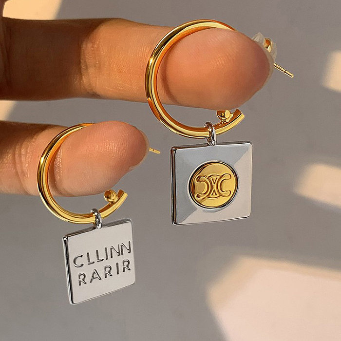 Fashion Square Copper Drop Earrings Plating Copper Earrings