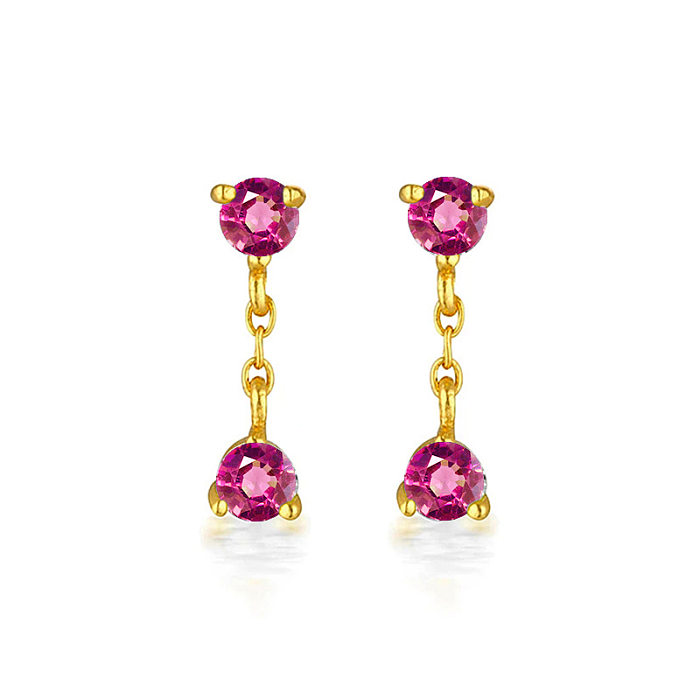 1 Pair INS Style Simple Style Leaf Star Flower Copper Plating Inlay Zircon Drop Earrings Ear Studs