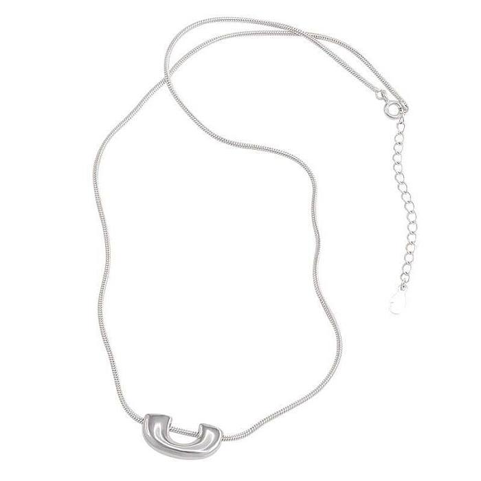 Simple Style U Shape Copper White Gold Plated Necklace In Bulk