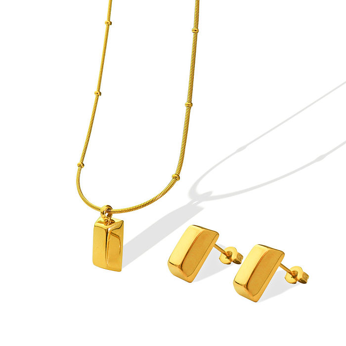 Art- und Weisegoldziegelstein-Schlangen-Knochen-Ketten-Halsketten-Ohrring-Titanstahl überzog Gold 18K