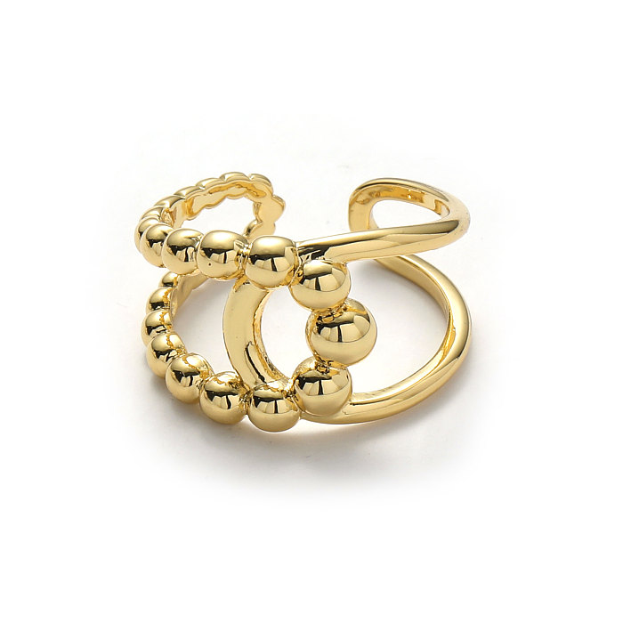 INS-Stil, schlichter Stil, Herzform, einfarbig, Kupferbeschichtung, 18 Karat vergoldet, offener Ring