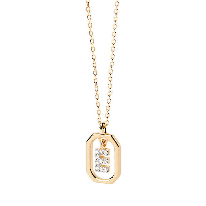 Modern Style Letter Copper Plating Inlay Zircon 18K Gold Plated Pendant Necklace