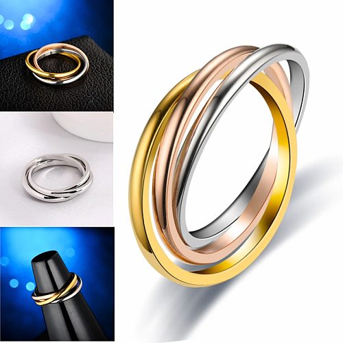Wholesale Fashion Stainless Steel Geometric Multi-layer Ring jewelry