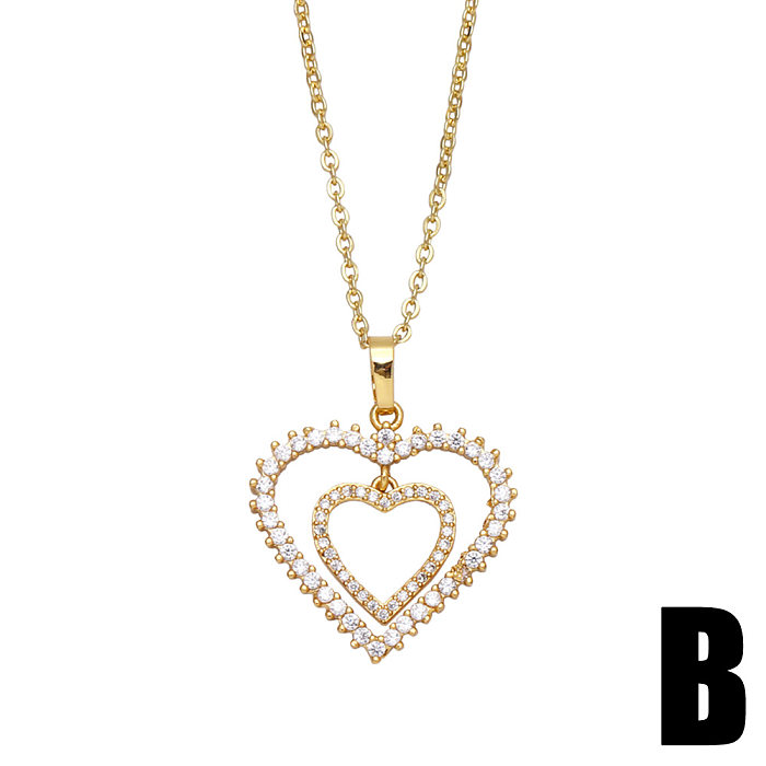 Vintage Heart-shaped Simple Trend Inlaid Zircon Copper Necklace Wholesale