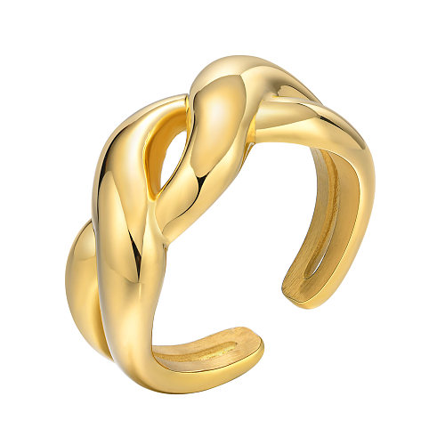 French Style Modern Style Commute Solid Color Stainless Steel Plating 18K Gold Plated Rings