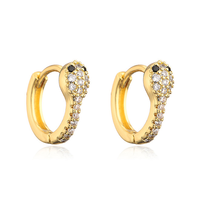 New Style Copper Plated 18K Gold Micro Inlaid Zircon Snake Earrings