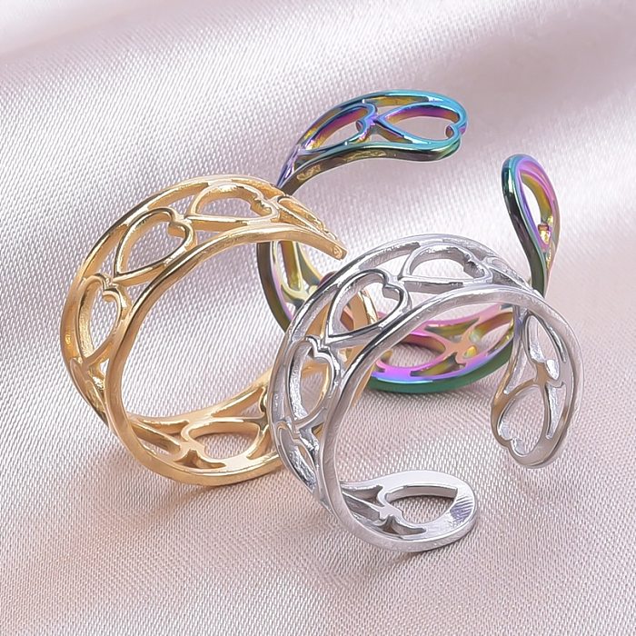 Vergoldete Ringe im klassischen Stil mit Farbblock-Edelstahlbeschichtung