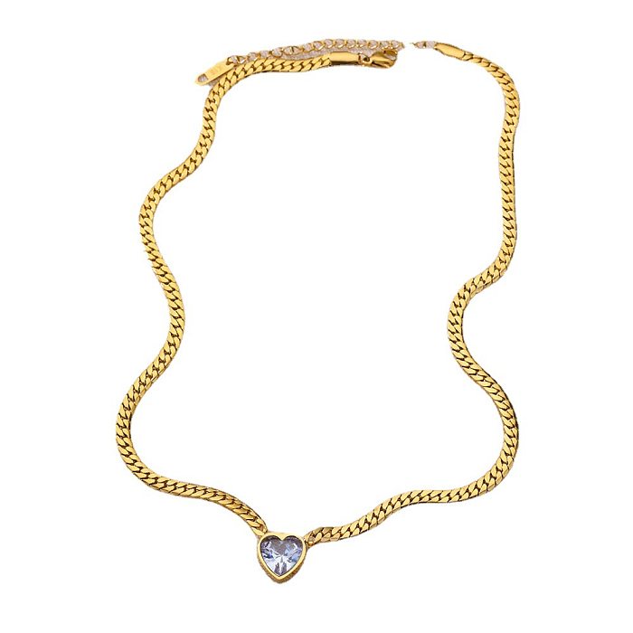Collier élégant de bracelets de diamant artificiel d'incrustation de placage d'acier de titane de forme de coeur