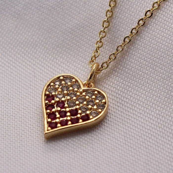 Elegant Lady Modern Style Heart Shape Copper Zircon Pendant Necklace In Bulk