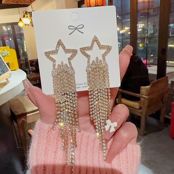 1 Pair Glam Geometric Plating Inlay Copper Artificial Pearls Rhinestones Earrings