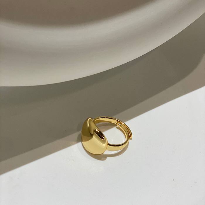 Anéis abertos geométricos de cobre de cor sólida estilo vintage