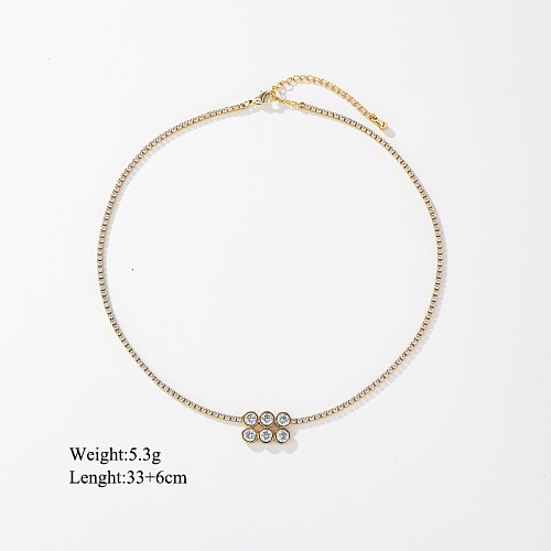 Luxuriöse, glänzende Halskette mit Buchstaben und Wassertropfen, Kupferbeschichtung, Zirkon-Inlay, 14 Karat vergoldet