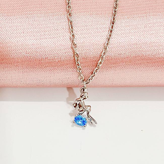 Elegant Dolphin Mermaid Shark Copper Plating Inlay Artificial Diamond Pendant Necklace