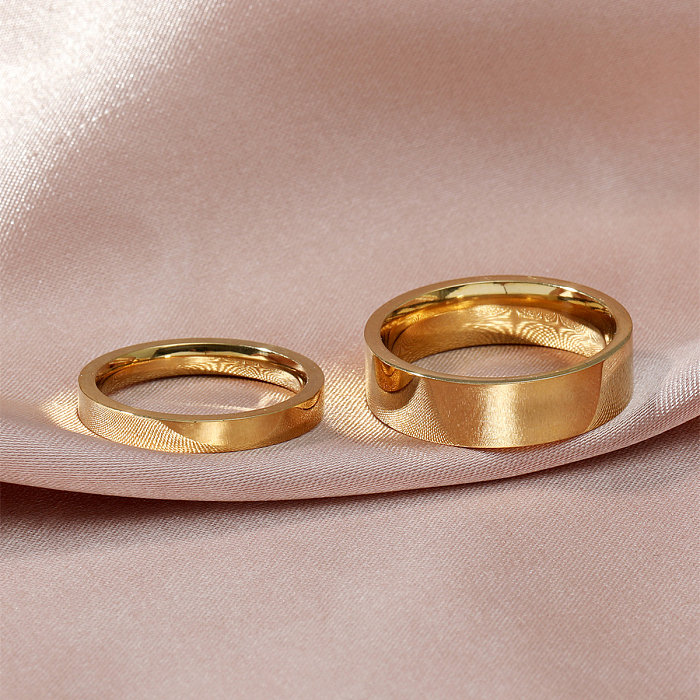 Anel plano simples coreano anel de aço inoxidável de duas peças