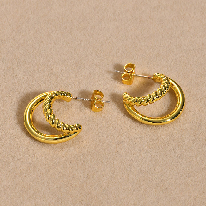 1 Pair Simple Style Geometric Brass Gold Plated Ear Studs