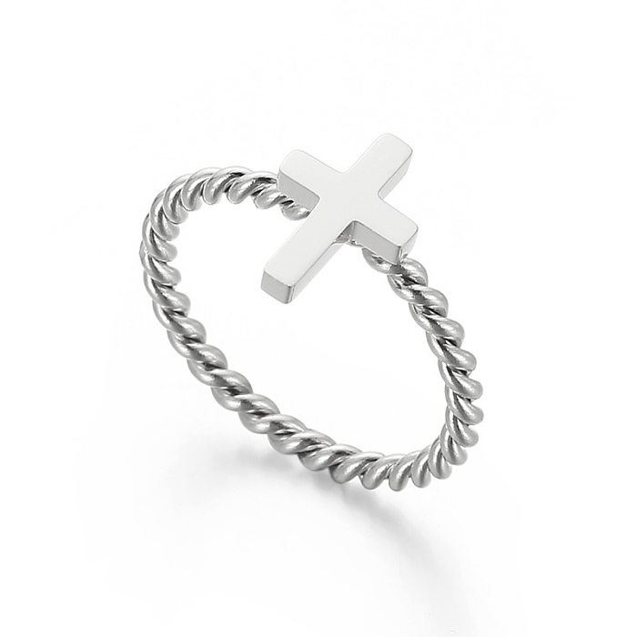 Joyería al por mayor creativa del anillo de acero del titanio de la torsión cruzada del color sólido
