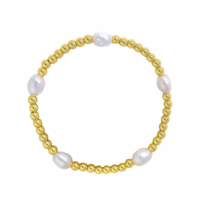 Basic Classic Style Geometric Copper Pearl Bracelets