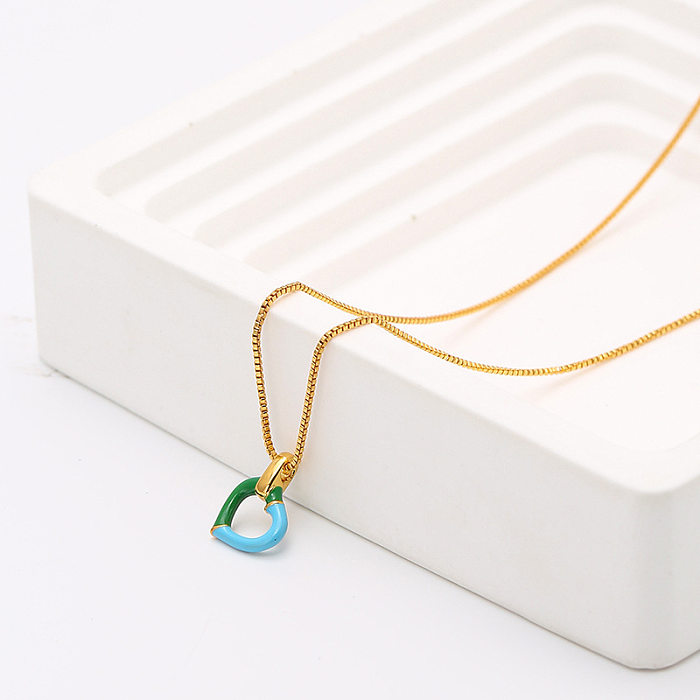 Simple Style Heart Shape Copper Pendant Necklace In Bulk