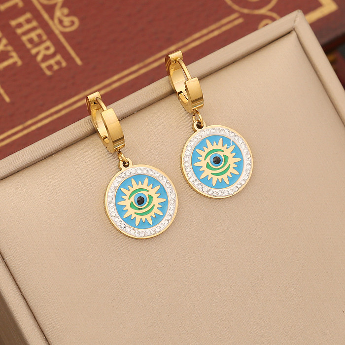 IG Style Simple Style Round Eye Stainless Steel Beaded Plating Inlay Zircon Bracelets Earrings Necklace