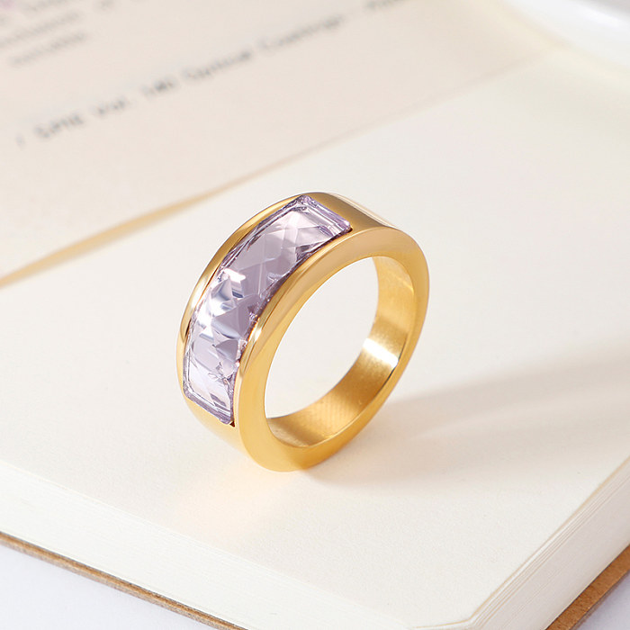 Anéis de lustro de aço inoxidável do zircão do embutimento da cor sólida do estilo simples