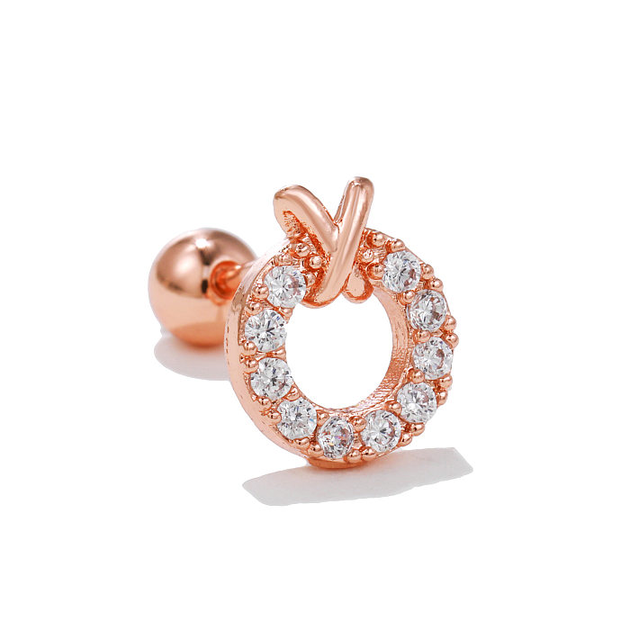 Fashion Heart Shape Copper Plating Inlay Artificial Pearls Zircon Ear Studs 1 Piece